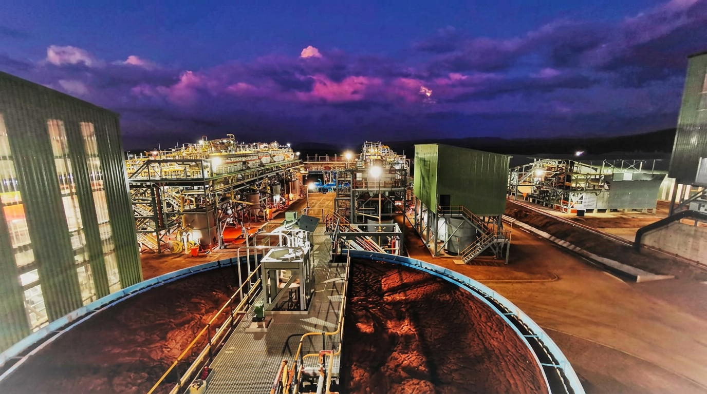 Mining process plant at dawn