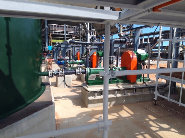 Pump skid and pipework — process area