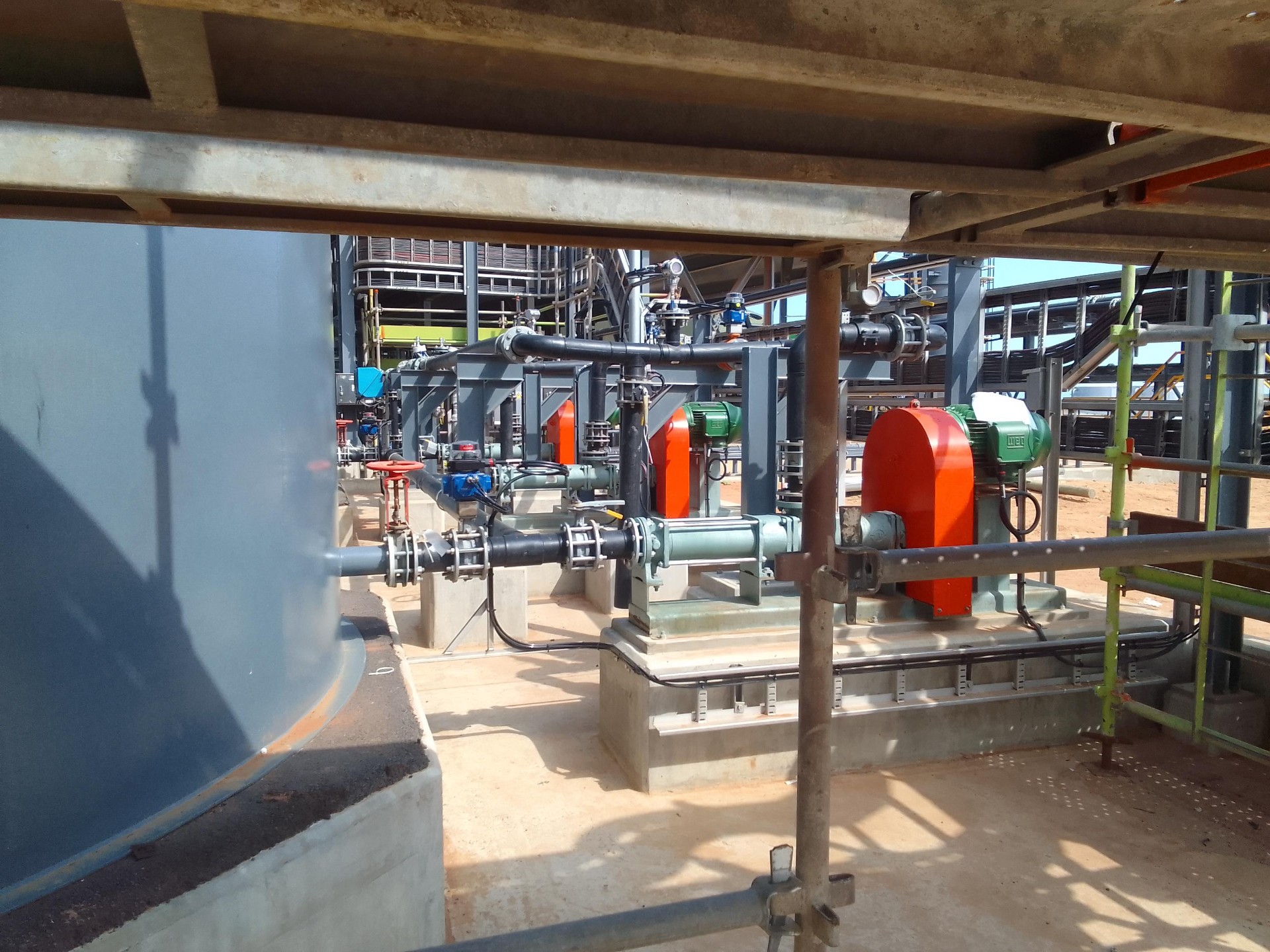 Pump skid and pipework — process area